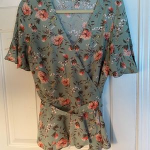 Spring Floral Wrap Top
